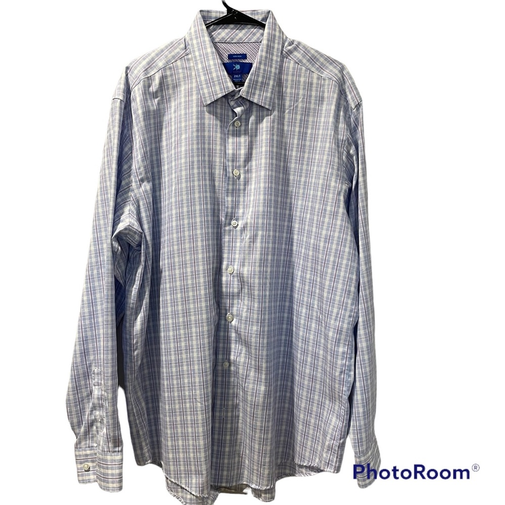 Egara Mens Long Sleeve Shirt Button Up Plaid Blue Red 2XLT Like New